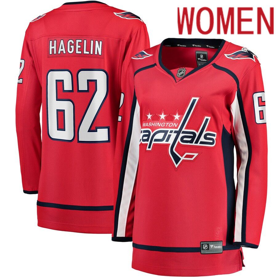 Women Washington Capitals #62 Carl Hagelin Fanatics Branded Red Home Breakaway Player NHL Jersey->women nhl jersey->Women Jersey